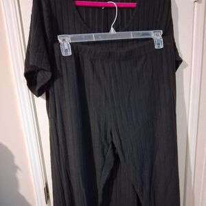 SHEIN Black Ribbed Pantsuit